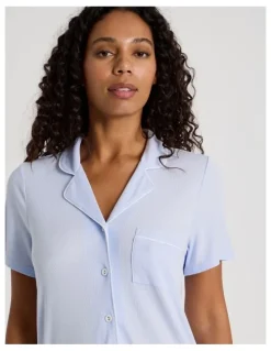 Chloe & Lola Pure Comfort Rib Short Sleeve Short PJ Set in Soft Blue