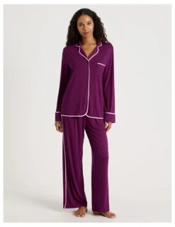 Chloe & Lola Pure Comfort Binding Long Sleeve Long PJ Set in Magenta