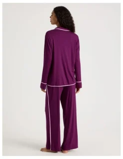 Chloe & Lola Pure Comfort Binding Long Sleeve Long PJ Set in Magenta