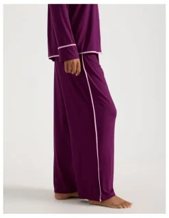 Chloe & Lola Pure Comfort Binding Long Sleeve Long PJ Set in Magenta