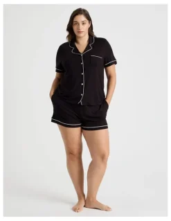 Chloe & Lola Pure Comfort Short Sleeve Short PJ Set in Black