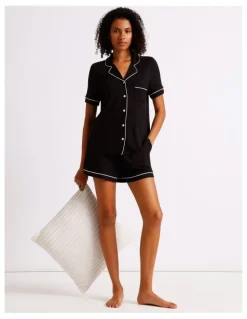 Chloe & Lola Pure Comfort Short Sleeve Short PJ Set in Black