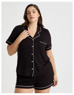 Chloe & Lola Pure Comfort Short Sleeve Short PJ Set in Black