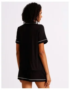 Chloe & Lola Pure Comfort Short Sleeve Short PJ Set in Black