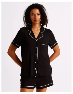 Chloe & Lola Pure Comfort Short Sleeve Short PJ Set in Black