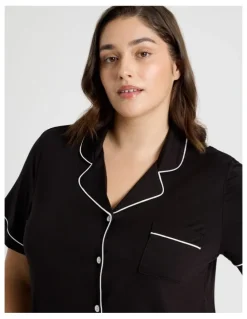 Chloe & Lola Pure Comfort Short Sleeve Short PJ Set in Black