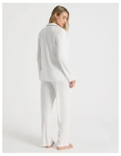 Chloe & Lola Pure Comfort Rib Long Sleeve Long PJ Set in Ivory