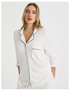 Chloe & Lola Pure Comfort Rib Long Sleeve Long PJ Set in Ivory