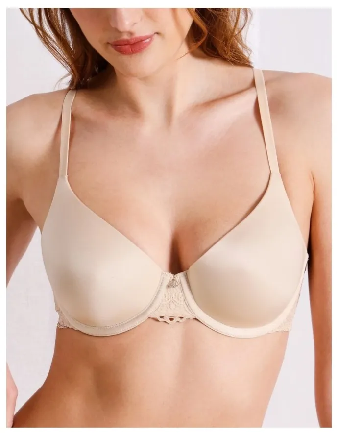 Chloe & Lola Pure Comfort Contour Lace Wing T-Shirt Bra in Beige