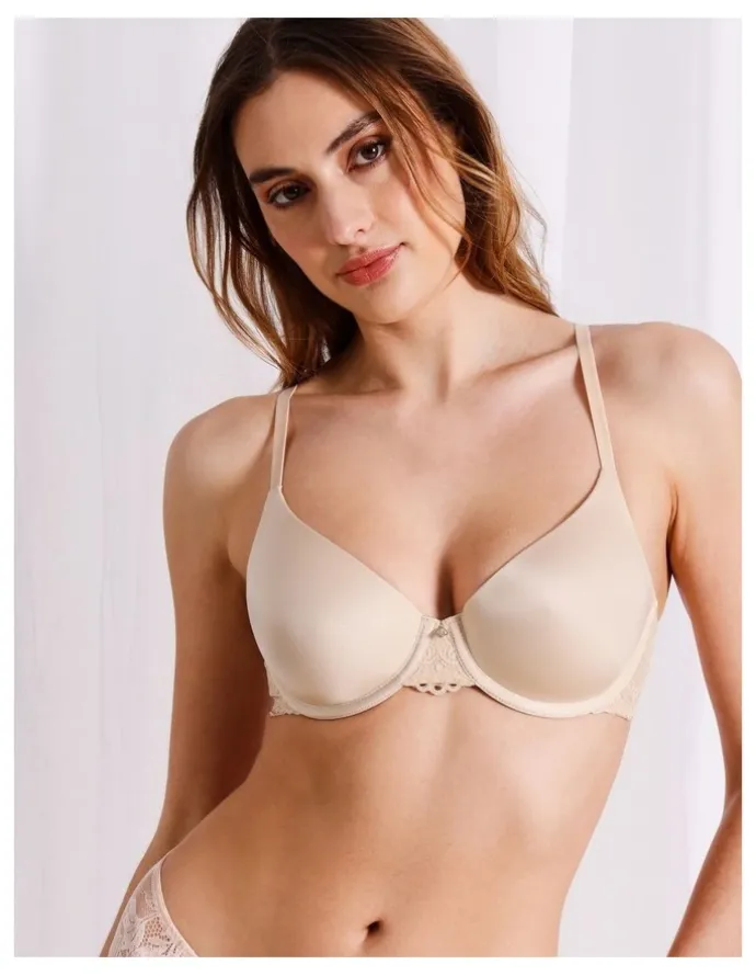 Chloe & Lola Pure Comfort Contour Lace Wing T-Shirt Bra in Beige