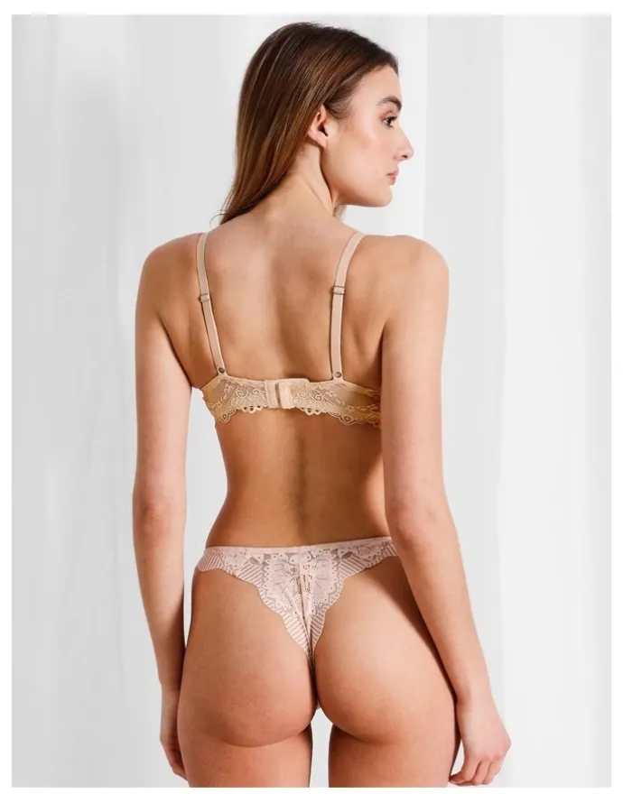 Chloe & Lola Pure Comfort Lace Balconette Underwire Bra in Beige