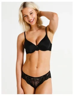 Chloe & Lola Pure Comfort Contour Lace Wing T-Shirt Bra in Black