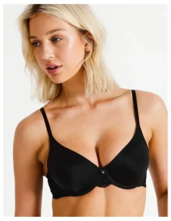 Chloe & Lola Pure Comfort Contour Lace Wing T-Shirt Bra in Black