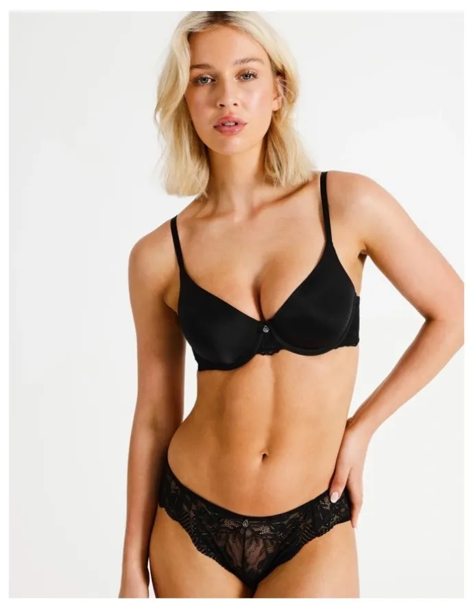 Chloe & Lola Pure Comfort Contour Lace Wing T-Shirt Bra in Black