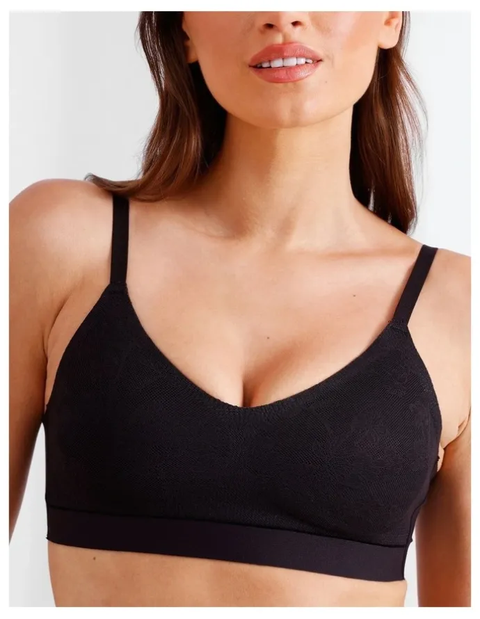 Chloe & Lola Pure Comfort Luxe Bonded Lace Bra in Black