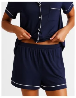 Chloe & Lola Pure Comfort Bamboo Short Sleeve Pyjama Set in Navy