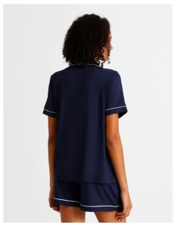 Chloe & Lola Pure Comfort Bamboo Short Sleeve Pyjama Set in Navy