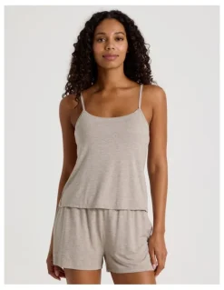 Chloe & Lola Pure Comfort Crochet Edge Cami Boxer Set in Malt Marle