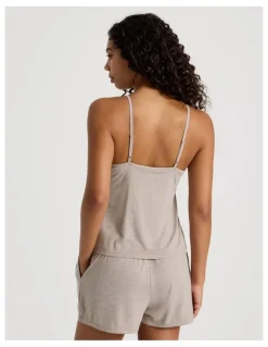 Chloe & Lola Pure Comfort Crochet Edge Cami Boxer Set in Malt Marle