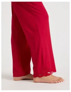 Chloe & Lola Pure Comfort Lace Trim Cami Long PJ Set in Chilli Red