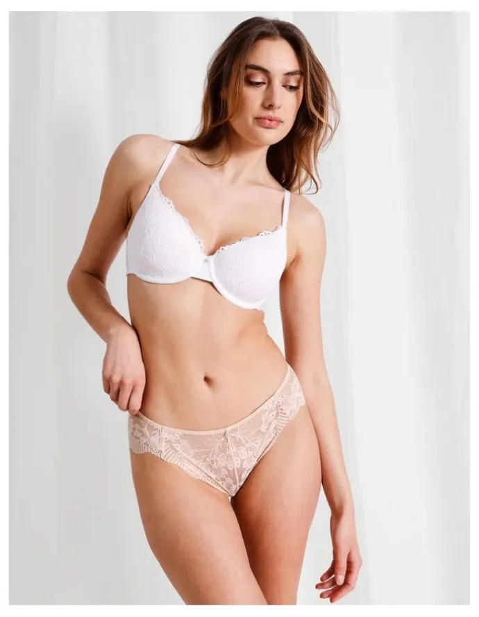 Chloe & Lola Pure Comfort Lace Plunge Bra in White