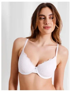 Chloe & Lola Pure Comfort Lace Plunge Bra in White