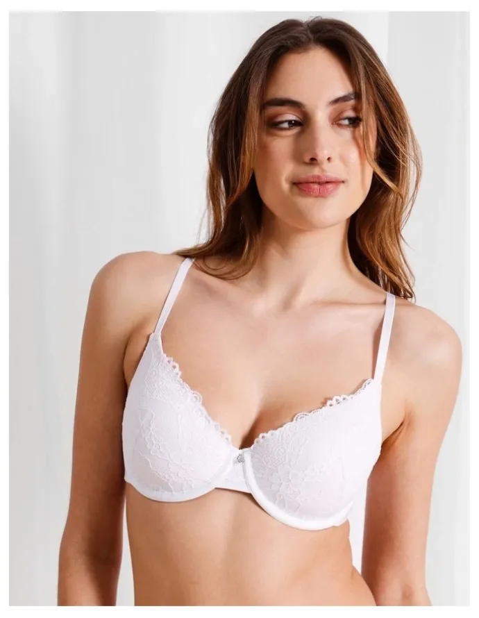 Chloe & Lola Pure Comfort Lace Plunge Bra in White
