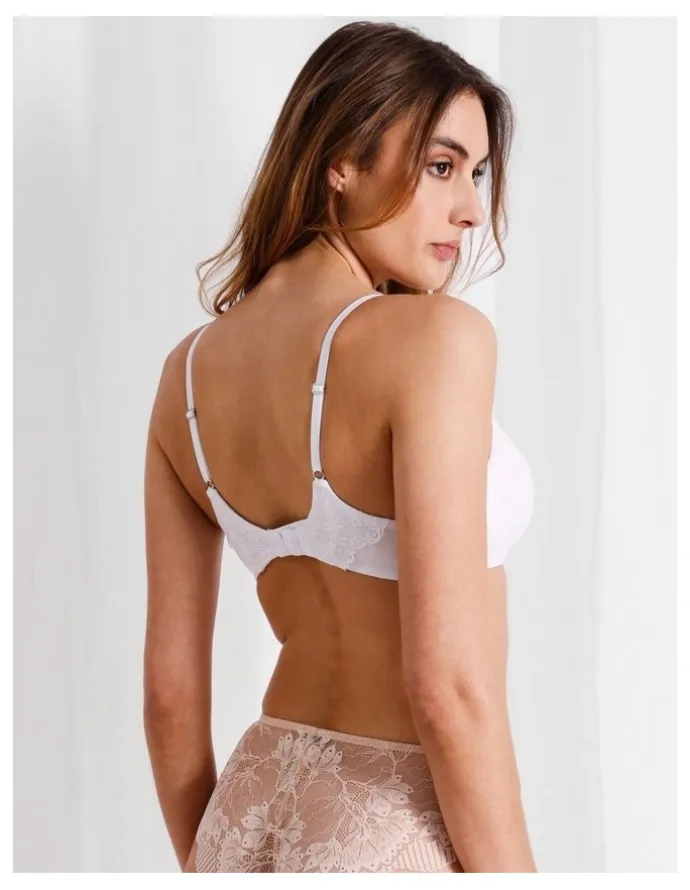 Chloe & Lola Pure Comfort Lace Plunge Bra in White