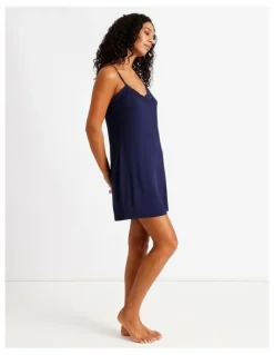 Chloe & Lola Pure Comfort Lace Trim Chemise in Navy