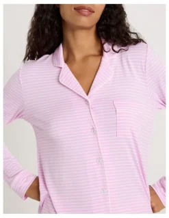 Chloe & Lola Pure Comfort Long Sleeve Long PJ Set in Fairy Floss Pink Y/D Stripe