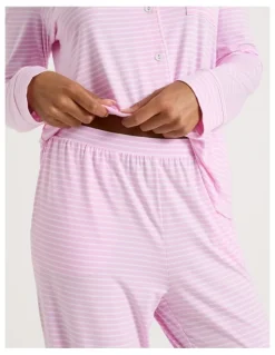 Chloe & Lola Pure Comfort Long Sleeve Long PJ Set in Fairy Floss Pink Y/D Stripe