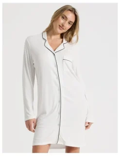 Chloe & Lola Pure Comfort Rib Nightshirt in Ivory