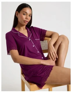 Chloe & Lola Pure Comfort Lace PJ Set in Berry