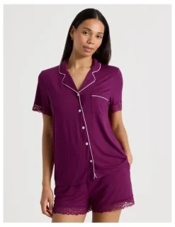Chloe & Lola Pure Comfort Lace PJ Set in Berry