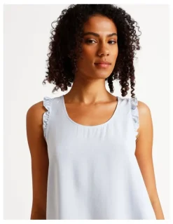 Chloe & Lola Serene Dobby Frill Tank Boxer Set in Soft Blue