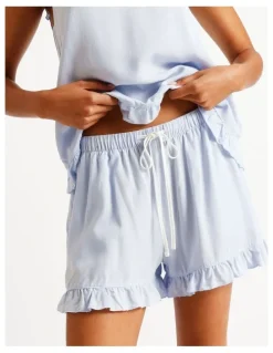Chloe & Lola Serene Dobby Frill Tank Boxer Set in Soft Blue