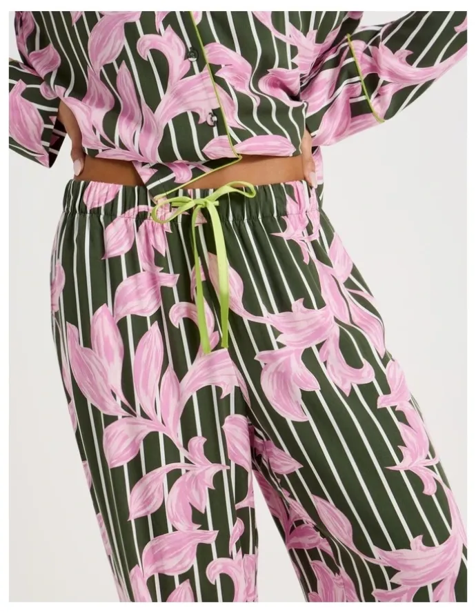 Chloe & Lola Serene Viscose Long Sleeve PJ Set in Olive Leaf Print