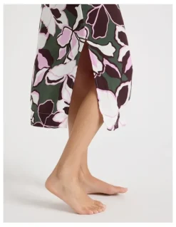 Chloe & Lola Serene Viscose Twill Pintuck Long Chemise in Outline Floral Print