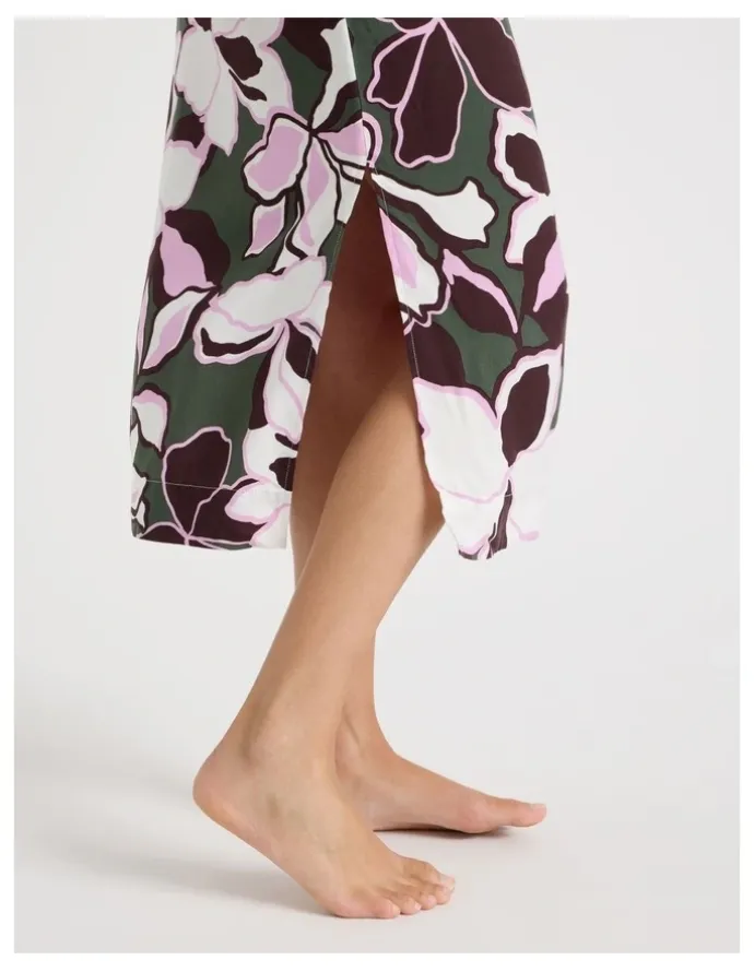 Chloe & Lola Serene Viscose Twill Pintuck Long Chemise in Outline Floral Print