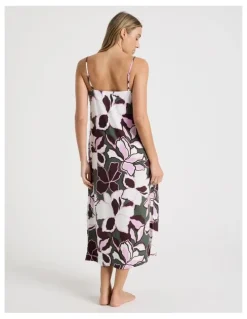 Chloe & Lola Serene Viscose Twill Pintuck Long Chemise in Outline Floral Print