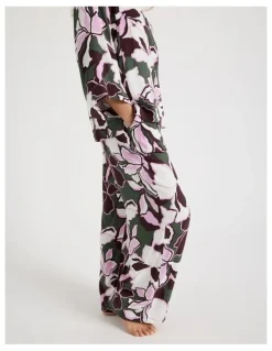 Chloe & Lola Serene Viscose Twill 3/4 Sleeve Long Pant PJ Set in Outline Floral Print