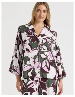 Chloe & Lola Serene Viscose Twill 3/4 Sleeve Long Pant PJ Set in Outline Floral Print
