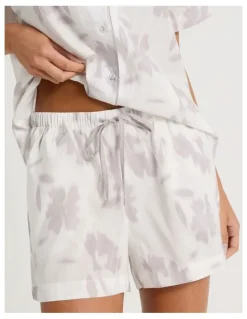 Chloe & Lola Serene Woven Relaxed S/S PJ Set in Shadow Floral White Print
