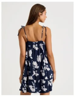 Chloe & Lola Serene Woven Tie Chemise in Shadow Floral Navy Print