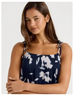 Chloe & Lola Serene Woven Tie Chemise in Shadow Floral Navy Print