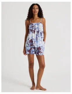 Chloe & Lola Serene Woven Pintuck Cami Boxer Set in Blur Floral Print