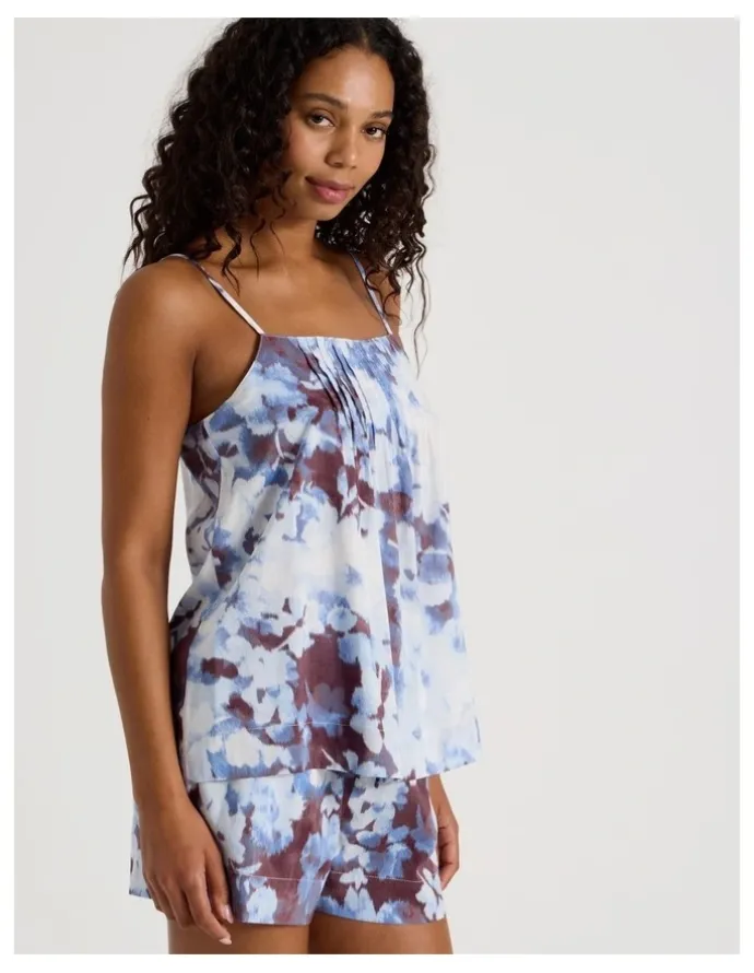 Chloe & Lola Serene Woven Pintuck Cami Boxer Set in Blur Floral Print