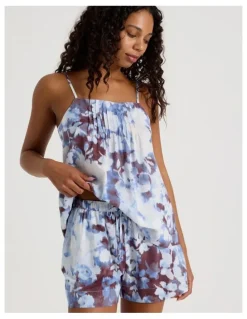Chloe & Lola Serene Woven Pintuck Cami Boxer Set in Blur Floral Print