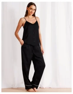 Chloe & Lola Signature Satin Cami Pant Set in Black