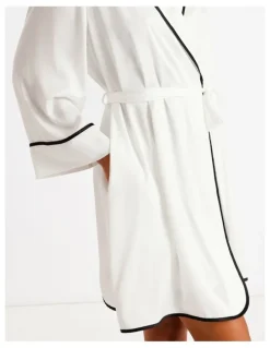 Chloe & Lola Signature Satin Binding Long Robe in Ivory